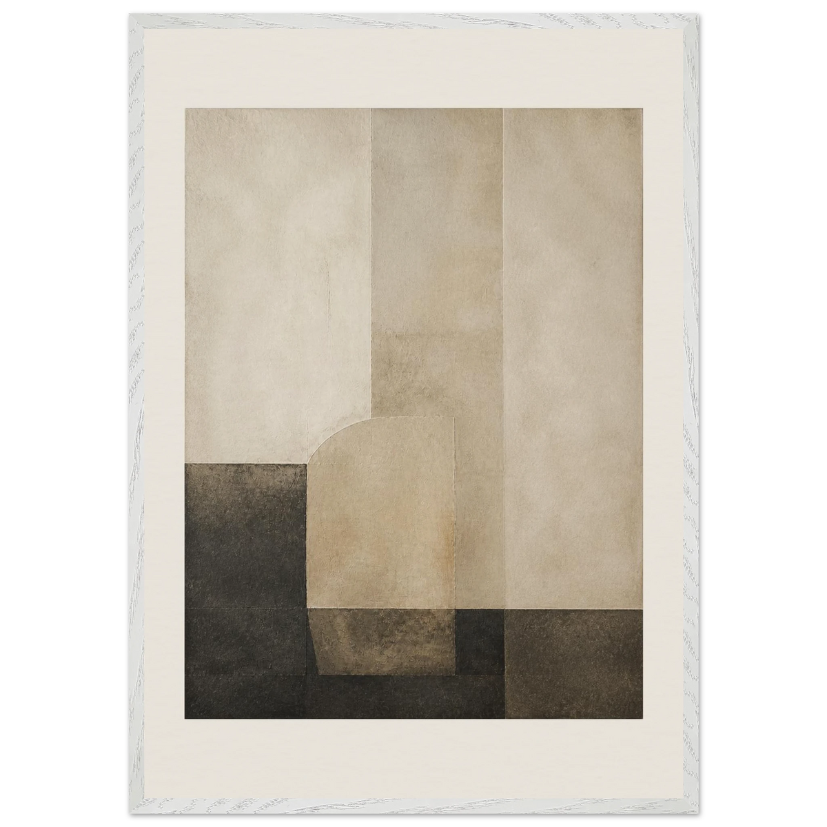 Limewash Triptych, Panel II of III: abstract, mineral texture and neutral tones. Framed fine art print by The Light Stays.