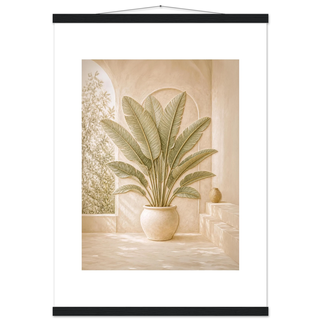 Courtyard Noon: landscape and sun. Museum-quality fine art poster.