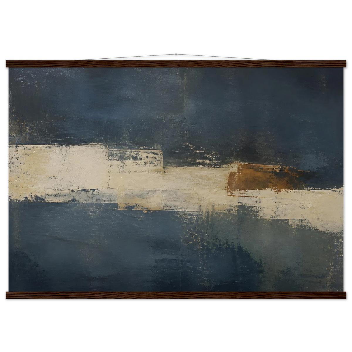 Ivory Crossing, abstract, ivory and serene lines. Archival fine art poster shown framed.