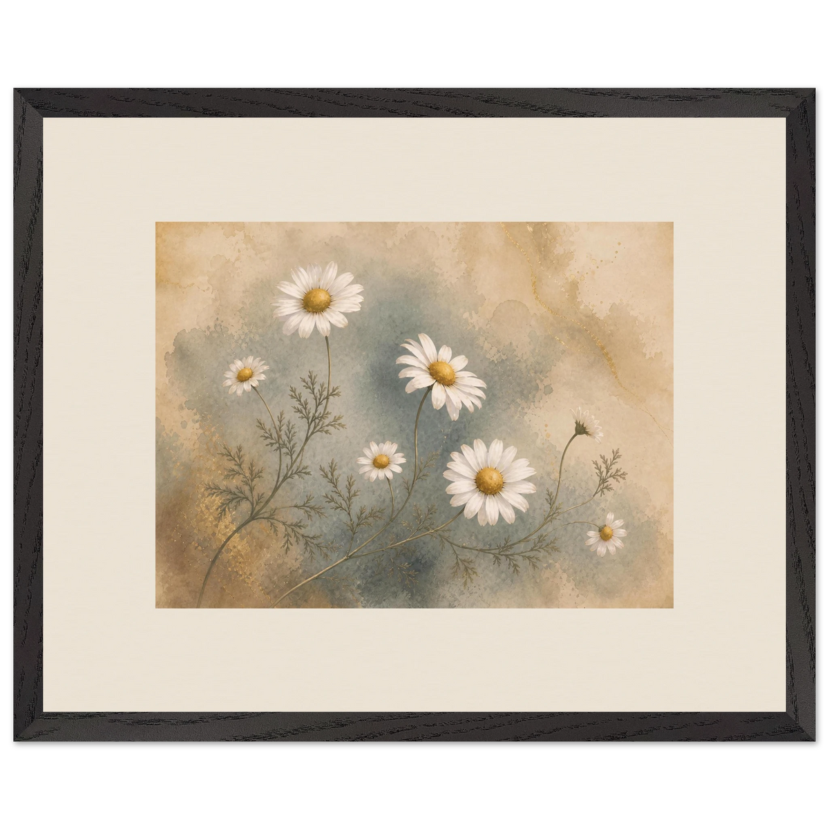 Chamomile Hours: flowers and botanical. Framed fine art print, alternate frame and size.