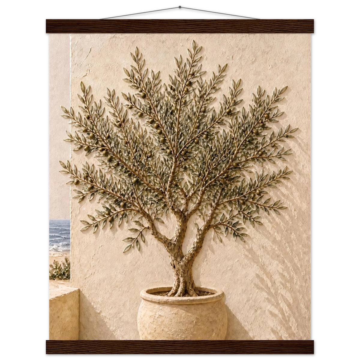 Olive Terrace: landscape and sun. Museum-quality fine art poster.