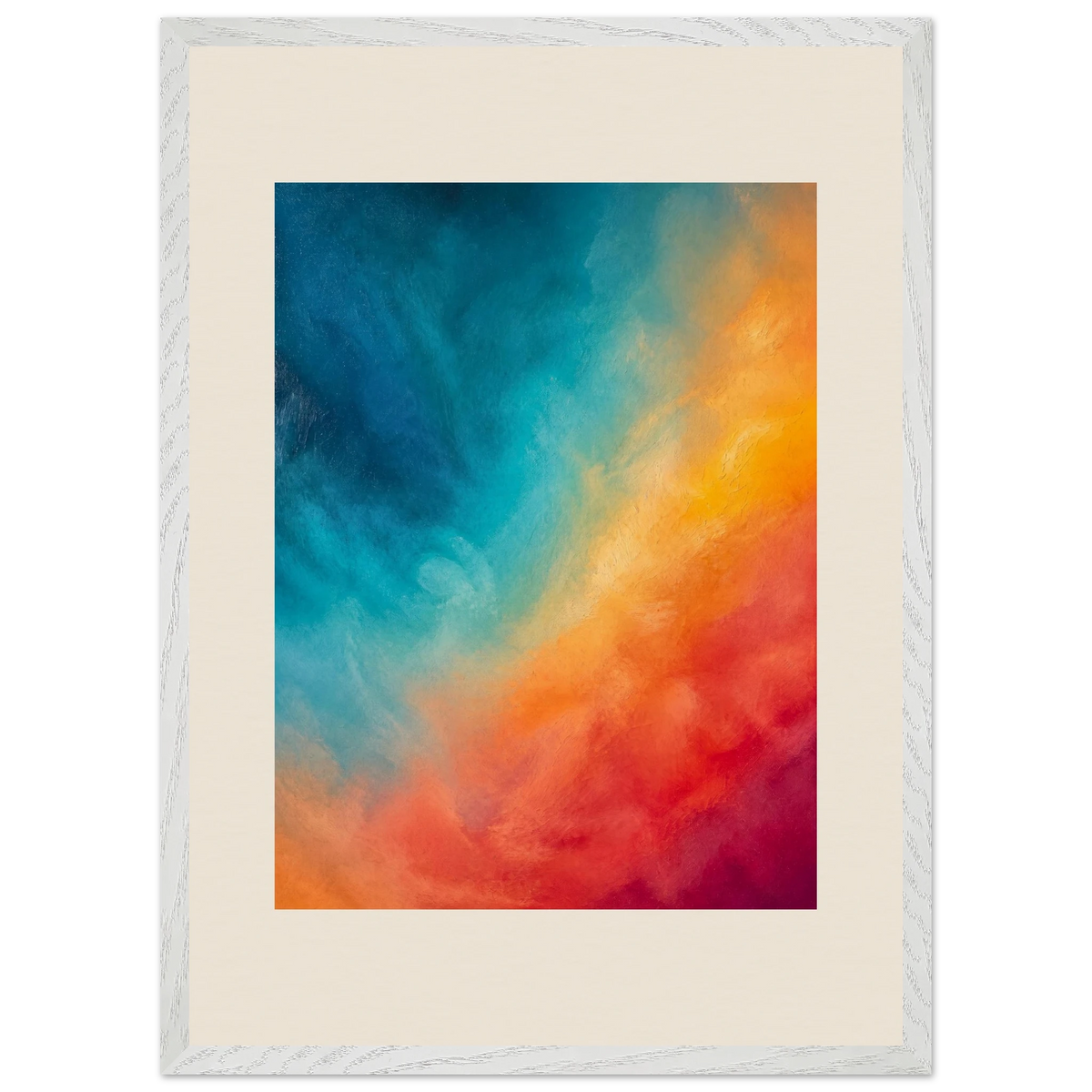 Teal and Orange: gradient, sea and dusk. Framed fine art print, alternate frame and size.