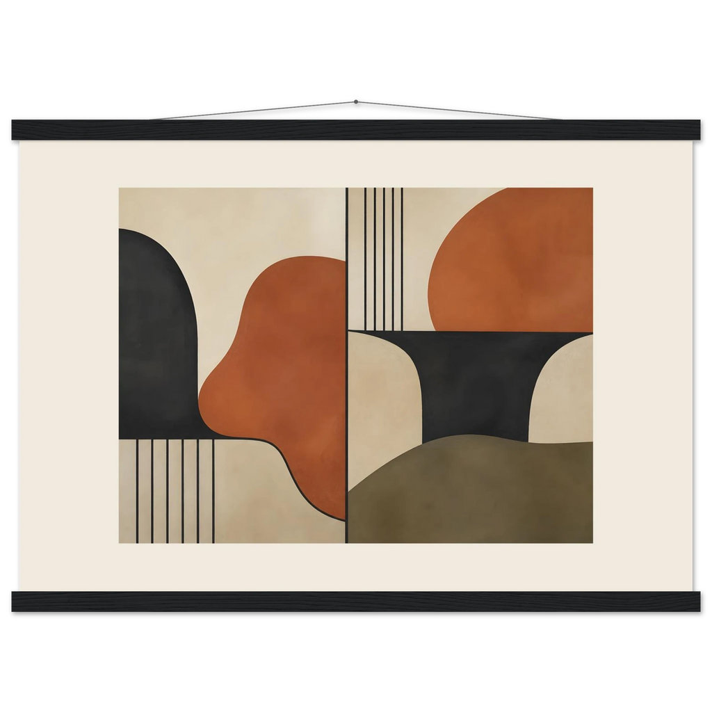 Compass and Clay: geometric abstract, clay and curves. Fine art poster by The Light Stays.