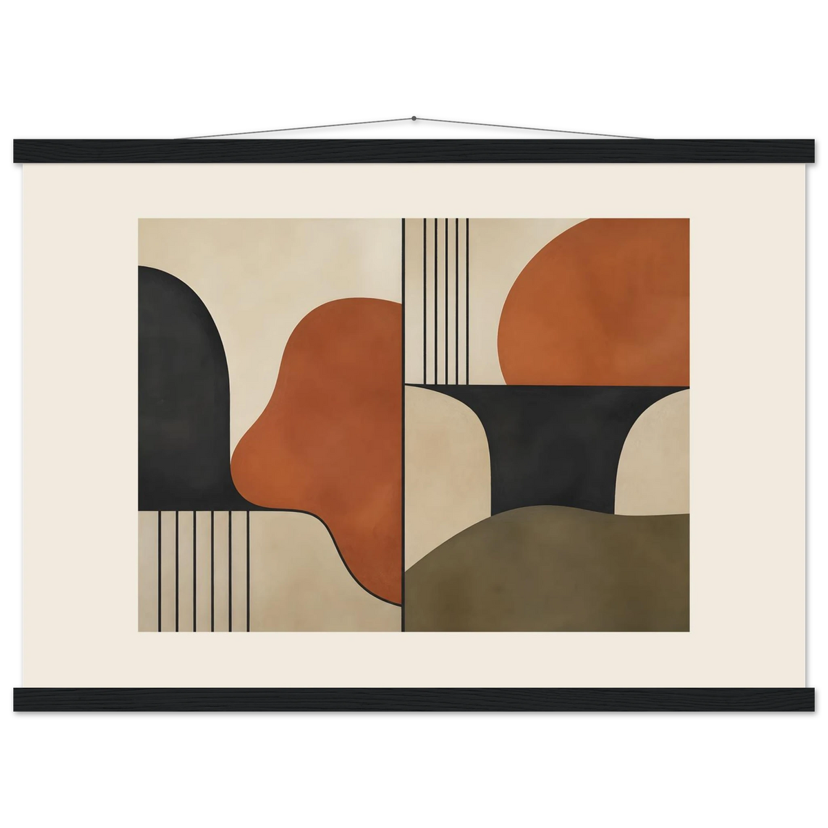 Compass and Clay: geometric abstract, clay and curves. Fine art poster by The Light Stays.