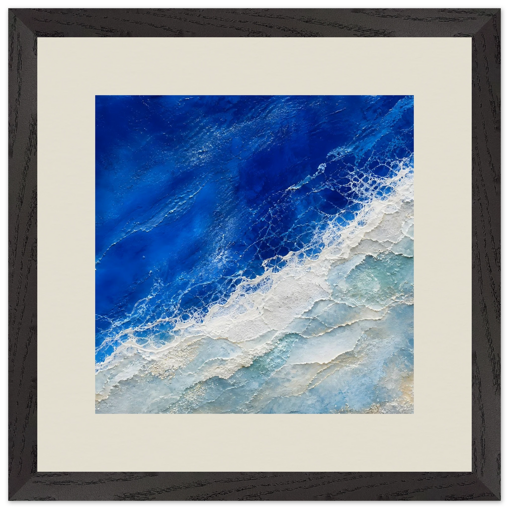 Cobalt Foam: abstract, cobalt and sea foam. Framed fine art print by The Light Stays.