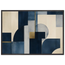 Blue Architecture, geometric abstract, blue and cream. Archival framed fine art print shown framed.