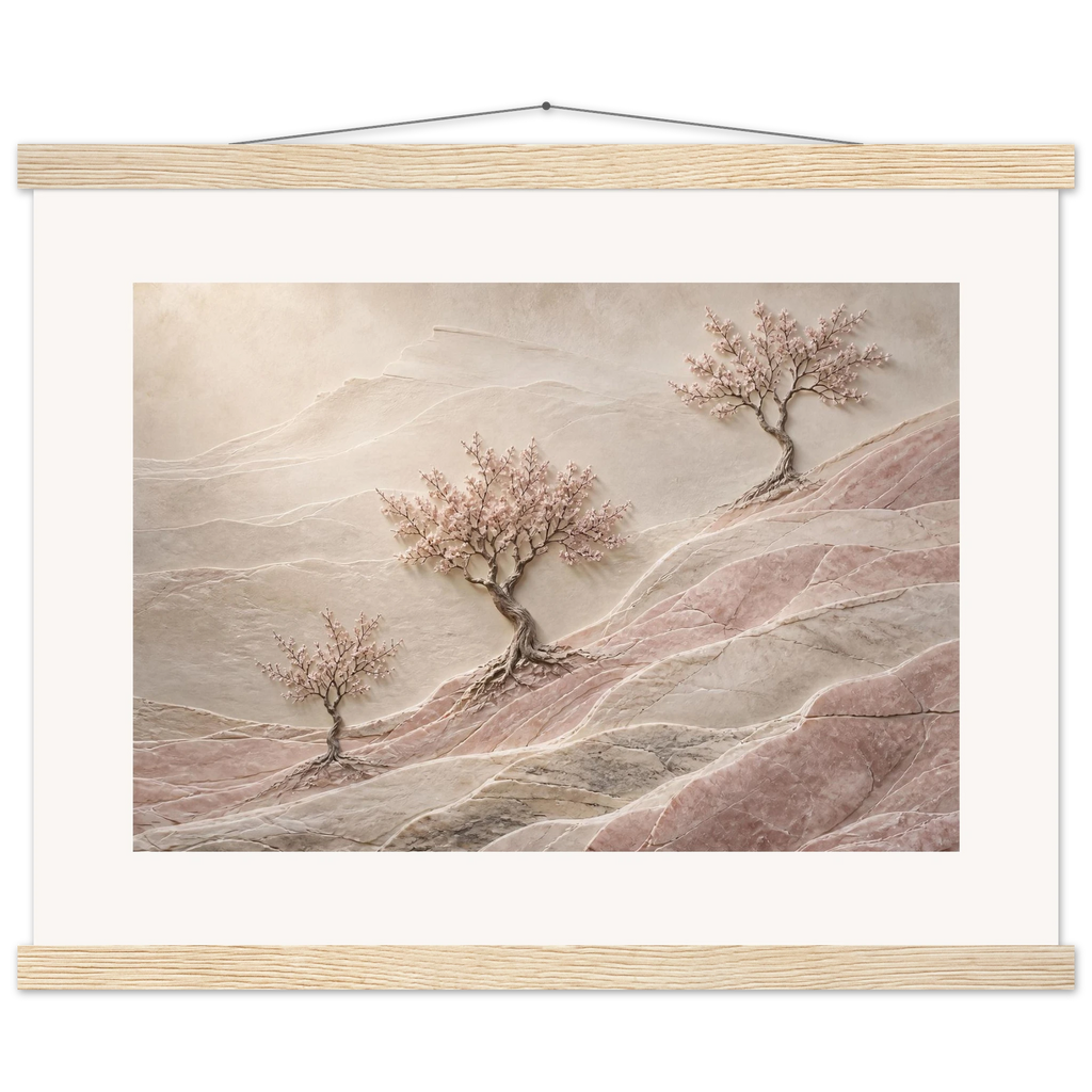 Blossom Terraces: flowers and botanical. Museum-quality fine art poster.