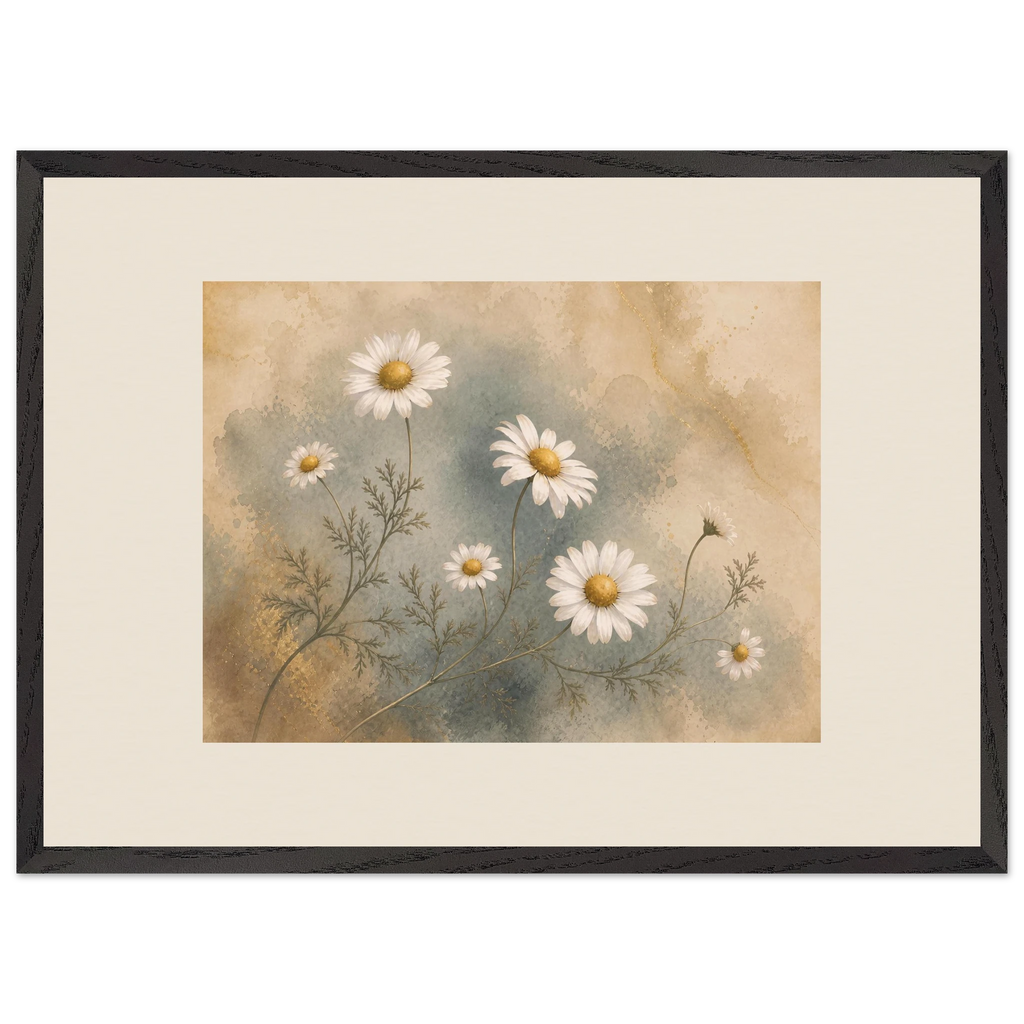 Chamomile Hours: flowers and botanical. Framed fine art print, alternate frame and size.