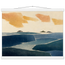Amber and Indigo, abstract, coastline and color field. Archival fine art poster shown framed.