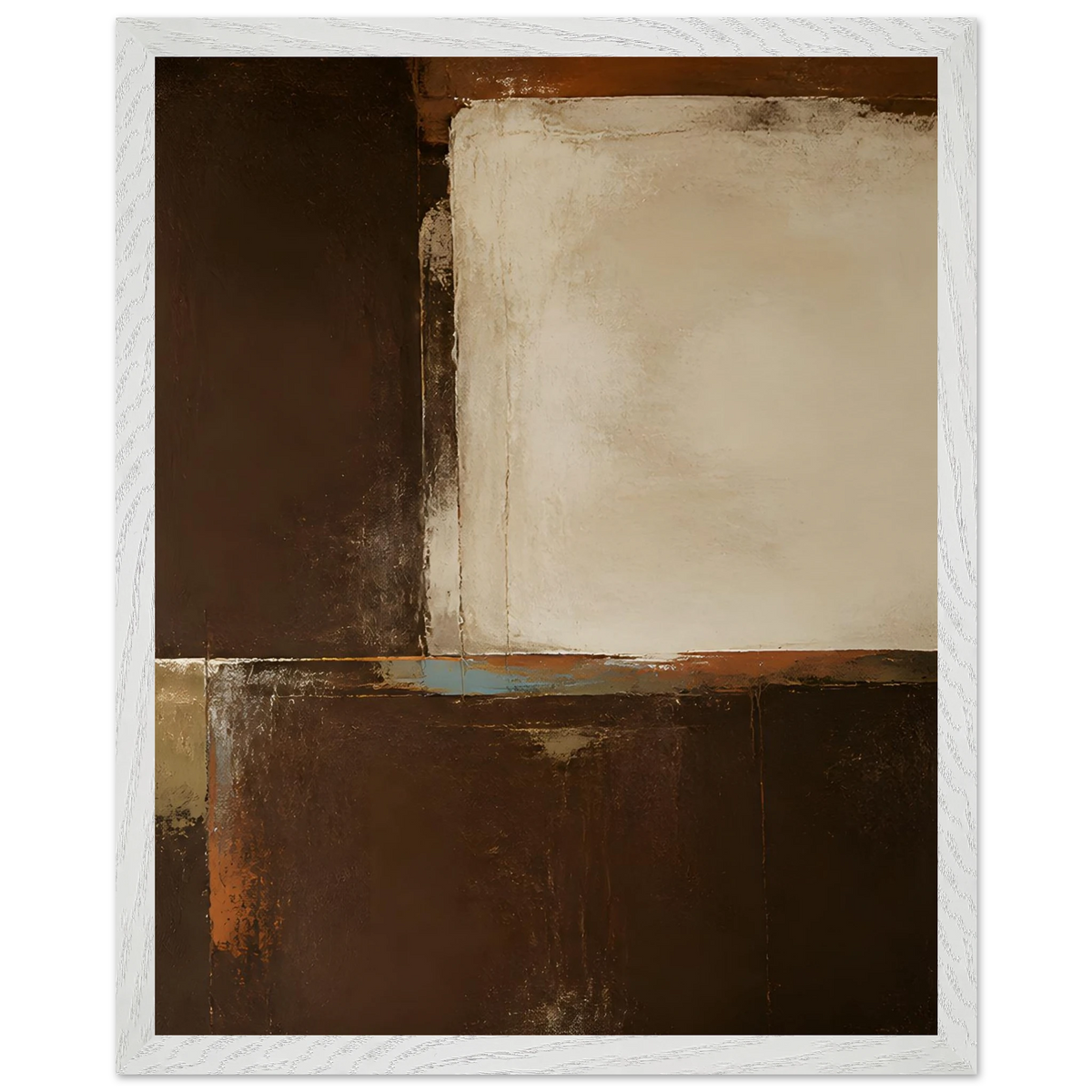 Terracotta Diptych, Panel II of II: two panels, terracotta and cream. Framed fine art print, alternate frame and size.