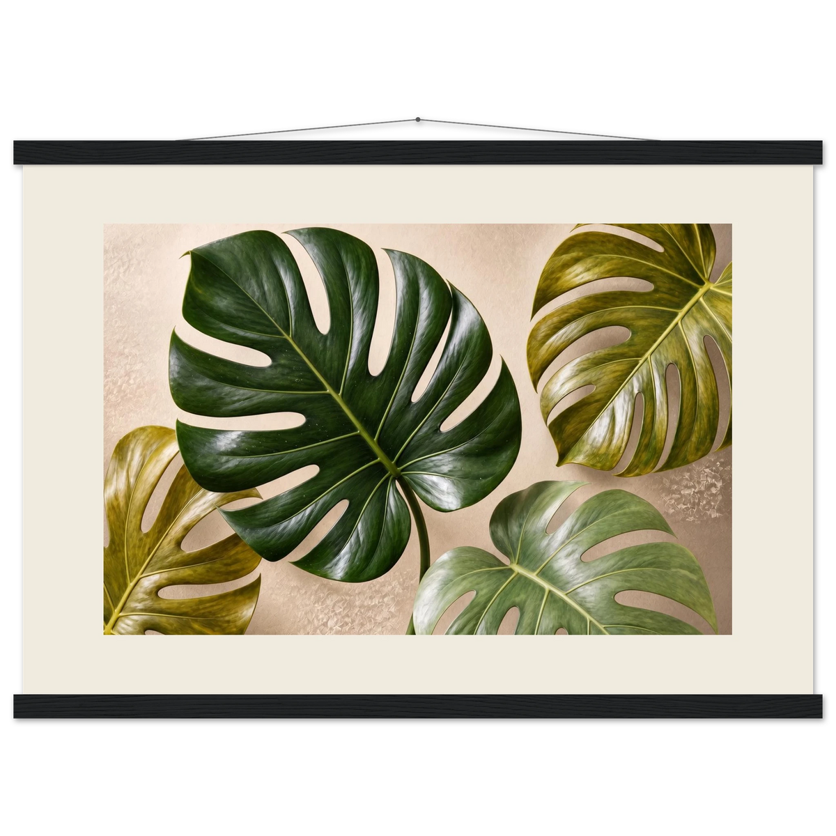 Four Greens: leaves, vivid green and impasto. Fine art poster by The Light Stays.
