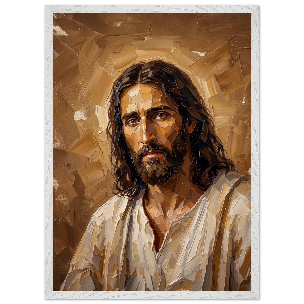 Kind Eyes: jesus, faith and serene gaze. Framed fine art print by The Light Stays.