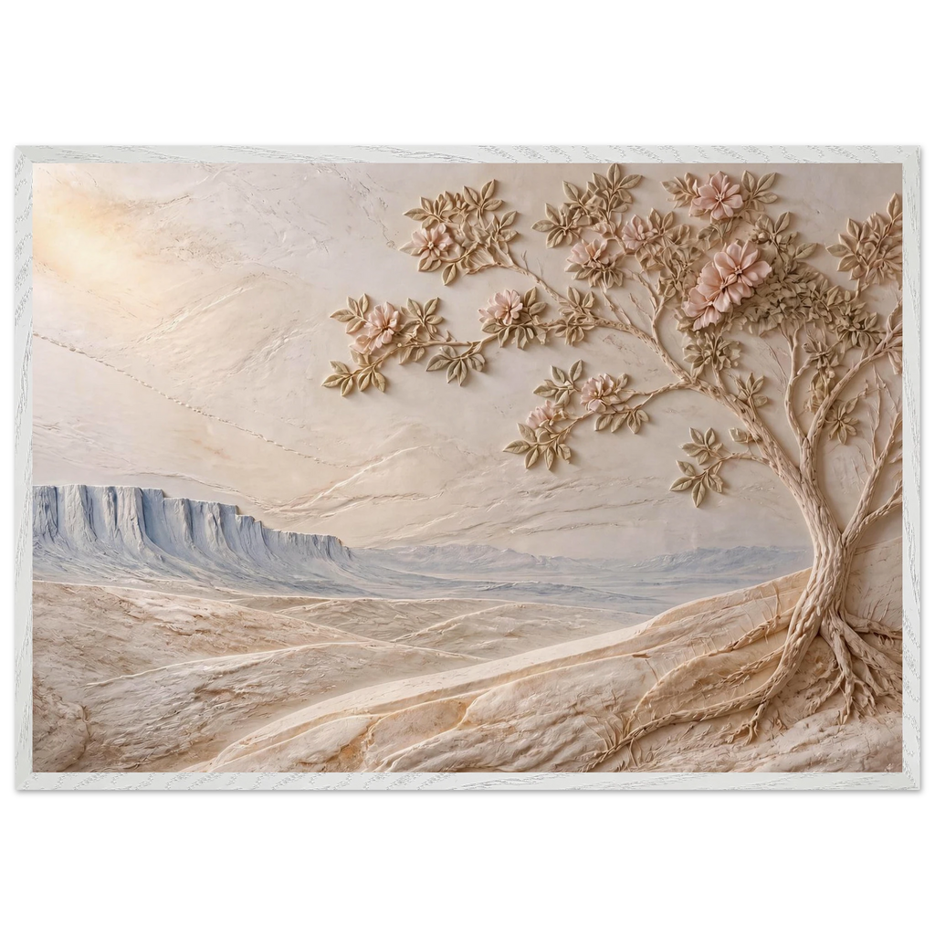Cliffside Bloom: flowers and botanical. Framed fine art print, alternate frame and size.