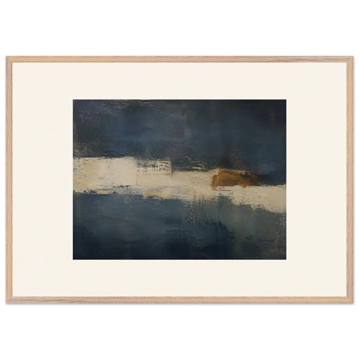 Ivory Crossing, abstract, ivory and serene lines. Archival framed fine art print shown framed.