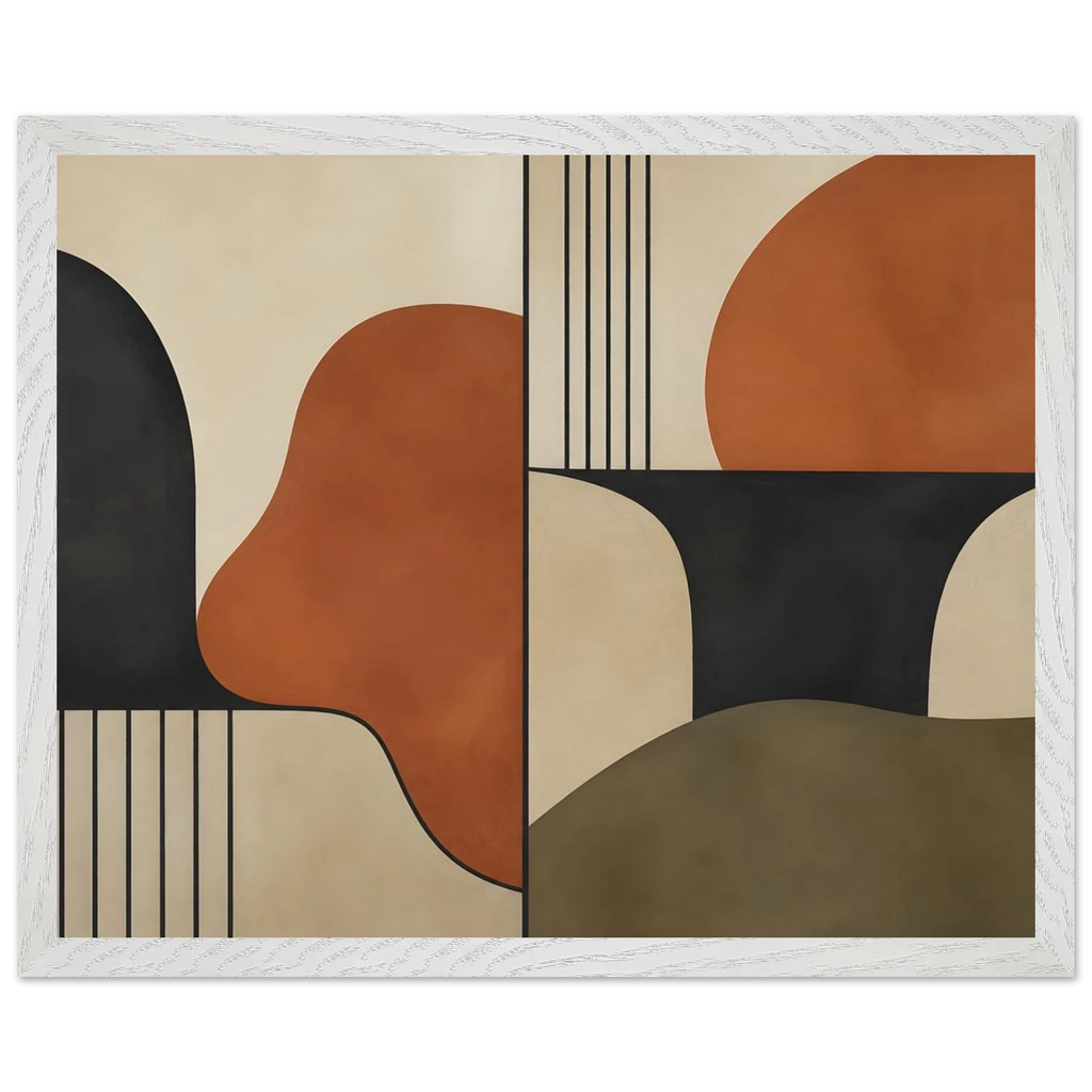 Compass and Clay: geometric abstract, clay and curves. Framed fine art print by The Light Stays.