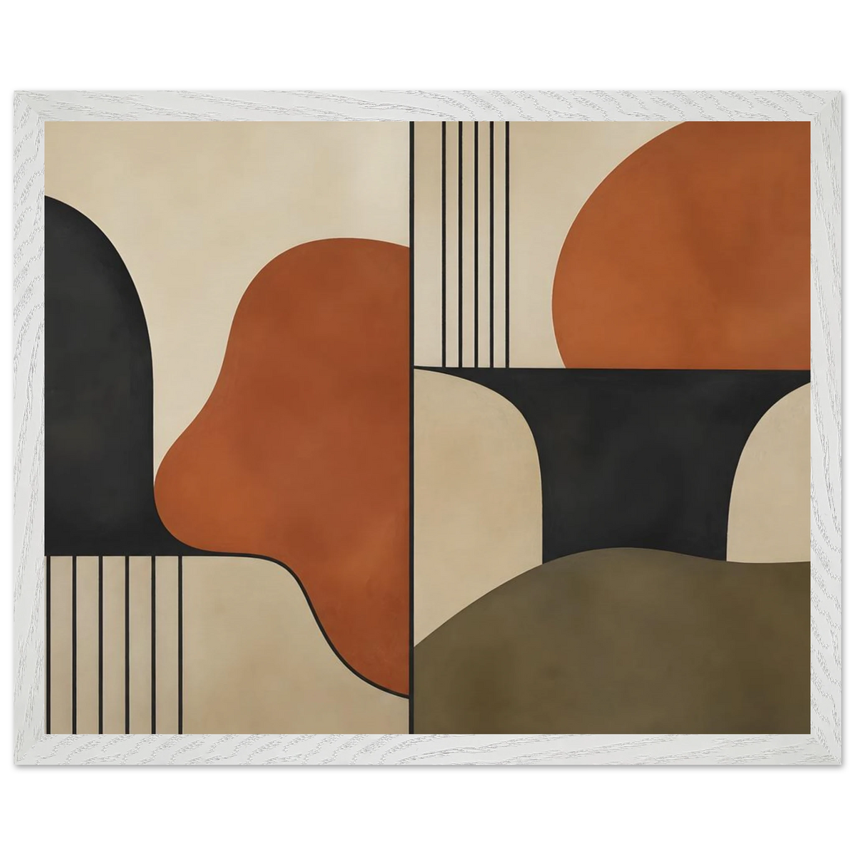 Compass and Clay: geometric abstract, clay and curves. Framed fine art print by The Light Stays.