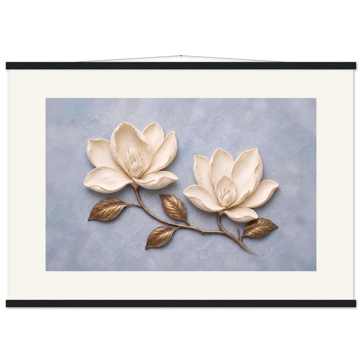 Bronze Magnolia, flowers and botanical. Archival fine art poster shown framed.