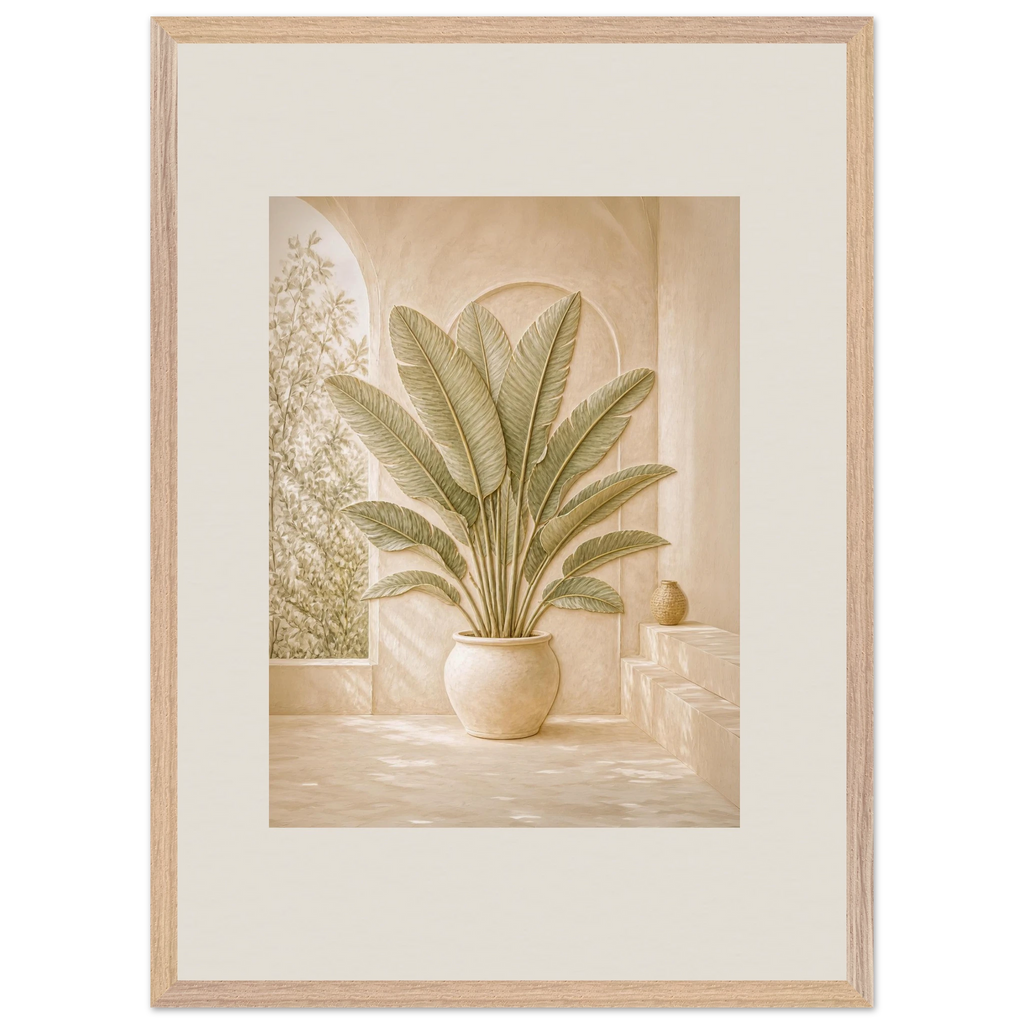 Courtyard Noon: landscape and sun. Framed fine art print, alternate frame and size.
