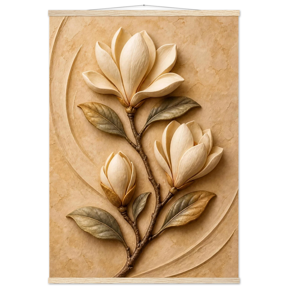 Magnolia Arc, flowers and botanical. Archival fine art poster shown framed.
