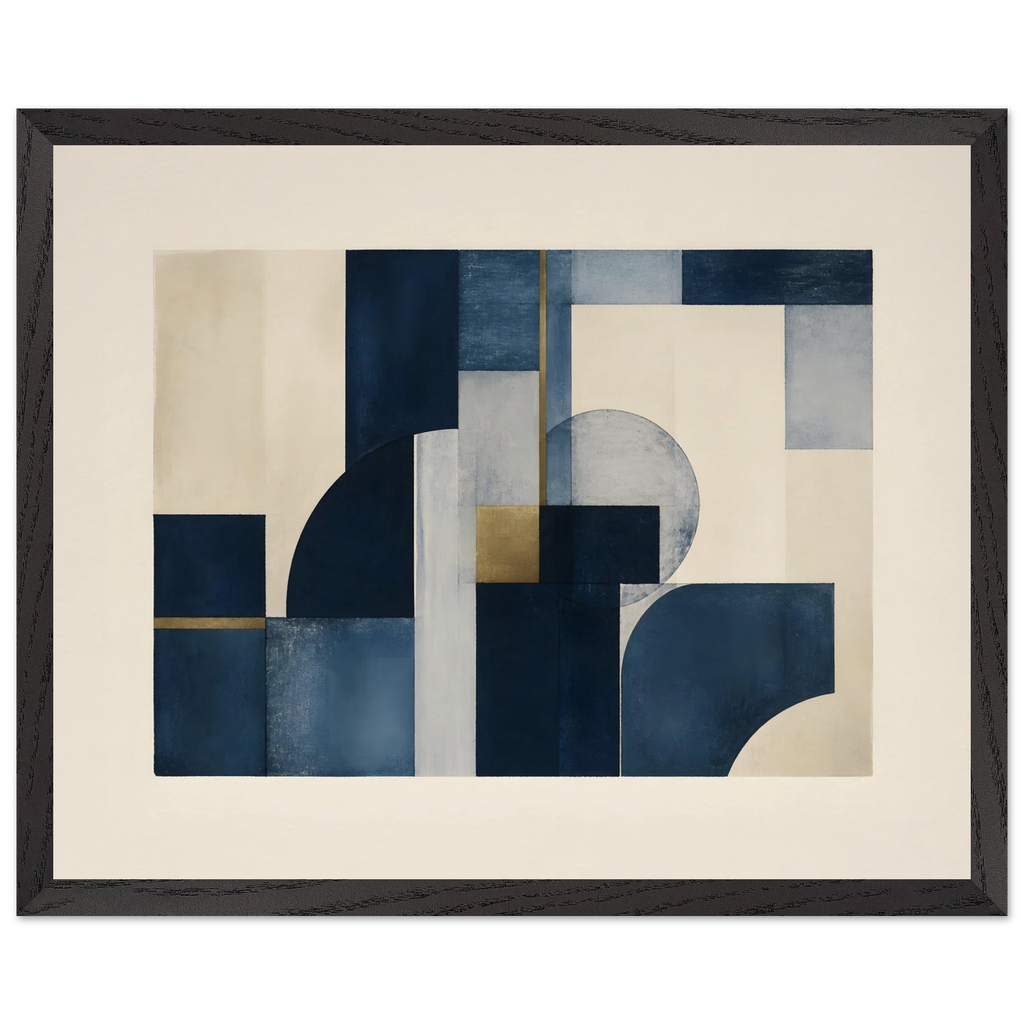 Blue Architecture: geometric abstract, blue and cream. Framed fine art print by The Light Stays.