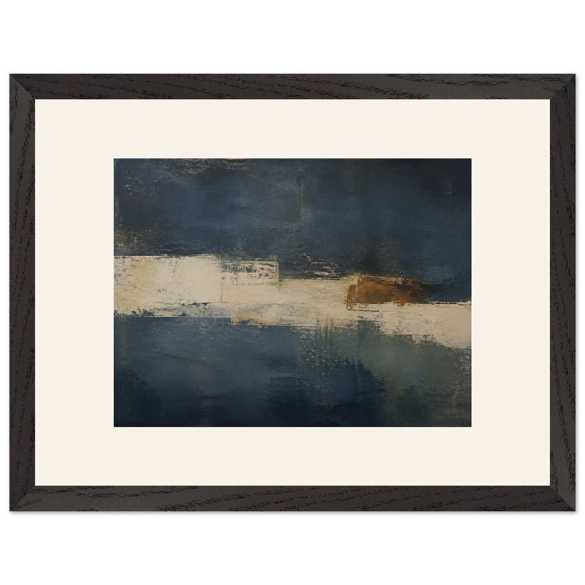 Ivory Crossing: abstract, ivory and serene lines. Framed fine art print.