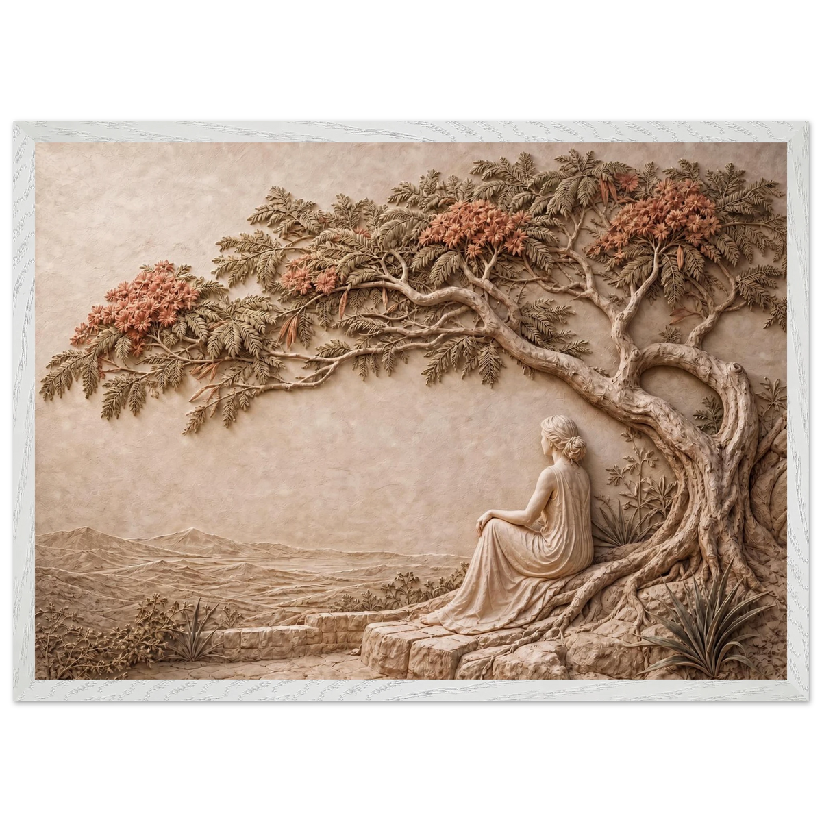 Under the Blossoms: impasto, figure and blossoming canopy. Museum-quality framed fine art print.