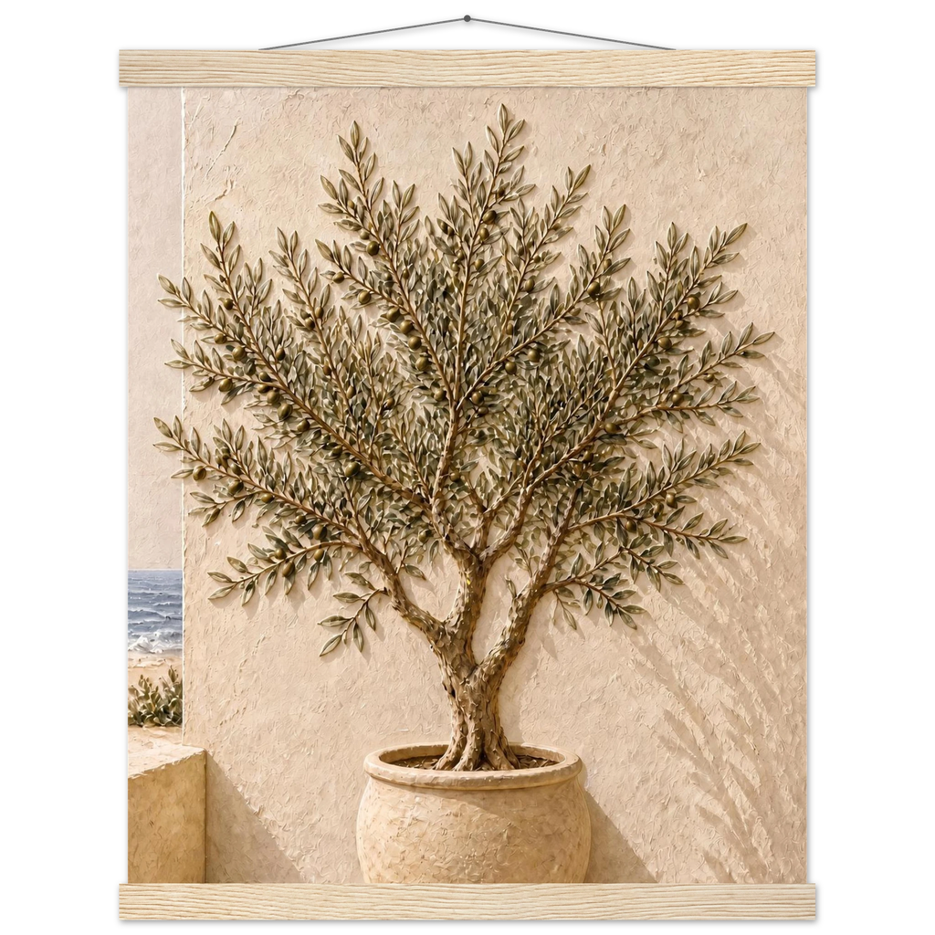 Olive Terrace: landscape and sun. Museum-quality fine art poster.
