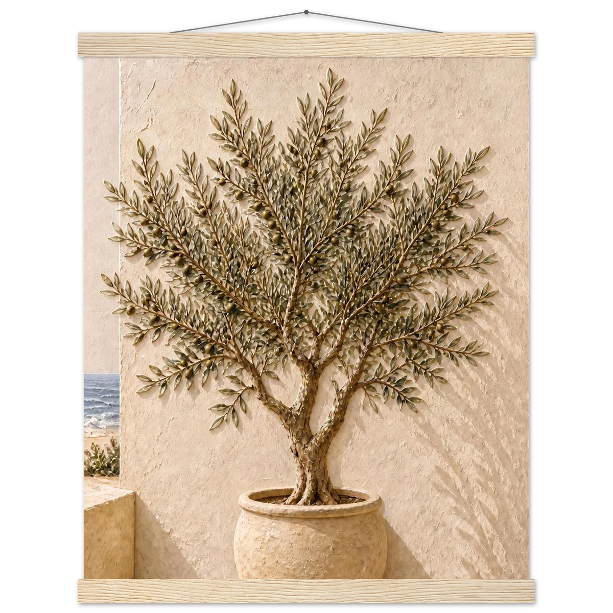 Olive Terrace: landscape and sun. Museum-quality fine art poster.