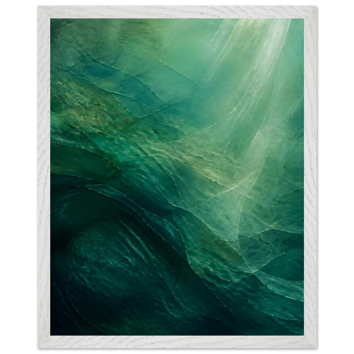 Jade Undertow: ocean, marine abstract and mineral green. Framed fine art print by The Light Stays.