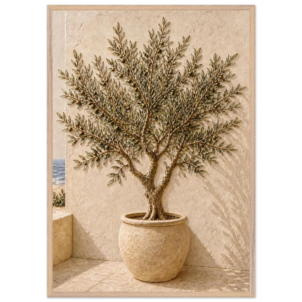 Olive Terrace: landscape and sun. Framed fine art print by The Light Stays.