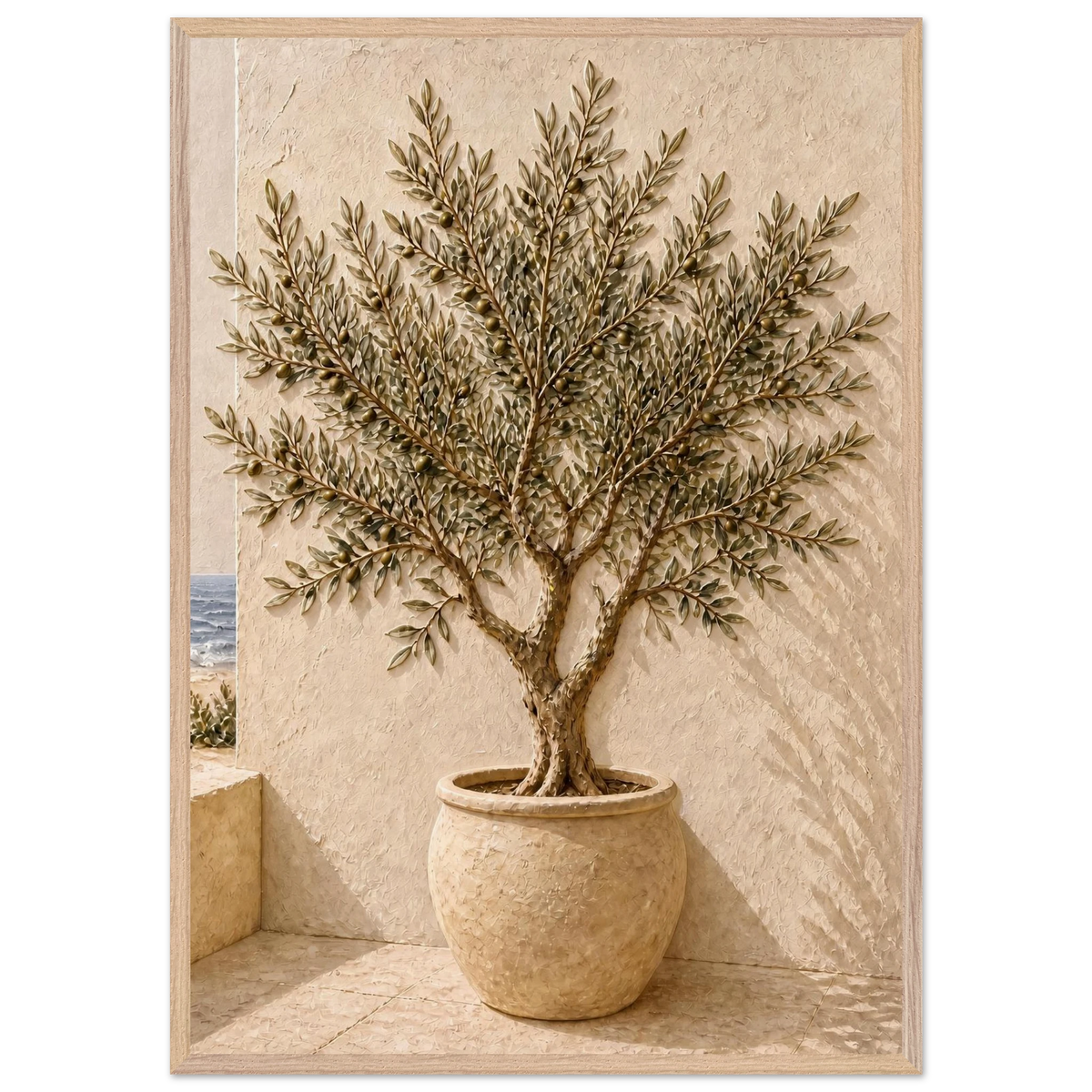 Olive Terrace: landscape and sun. Framed fine art print by The Light Stays.