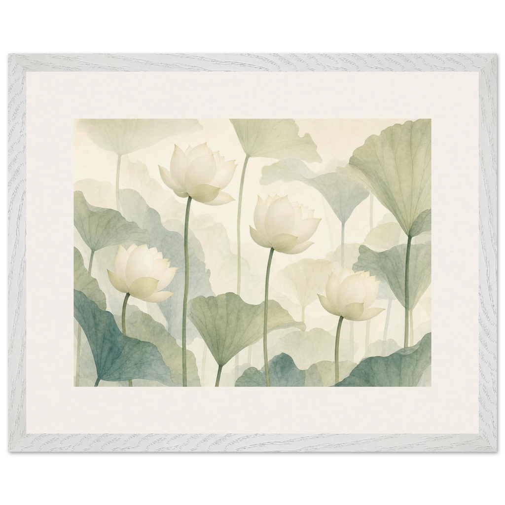 Ivory Lotus Screen: flowers and botanical. Framed fine art print by The Light Stays.