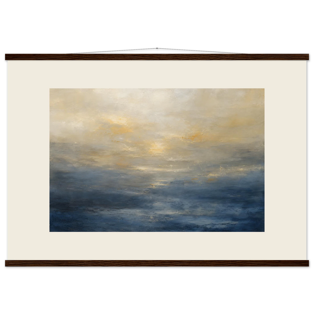 Golden Sea Mist: sea and coastal landscape. Fine art poster, alternate frame and size.