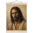 Pôster Kind Eyes com suporte de madeira, retrato sereno de Jesus em luz quente
