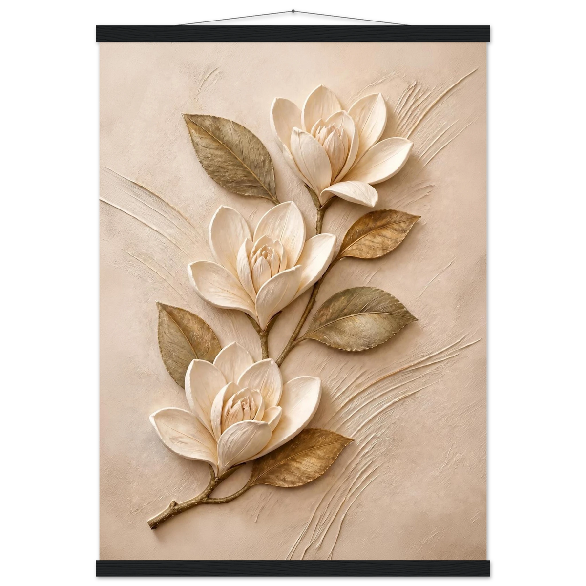 Magnolia Ascent: flowers and botanical. Fine art poster, alternate frame and size.