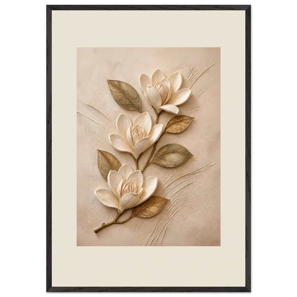 Magnolia Ascent: flowers and botanical. Museum-quality framed fine art print.