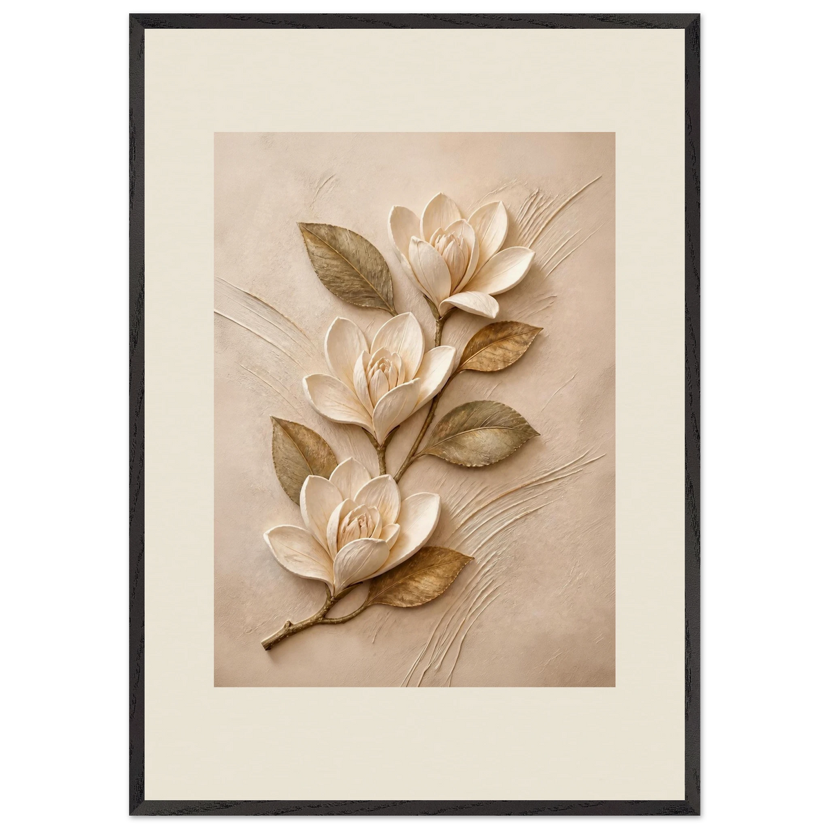 Magnolia Ascent: flowers and botanical. Museum-quality framed fine art print.