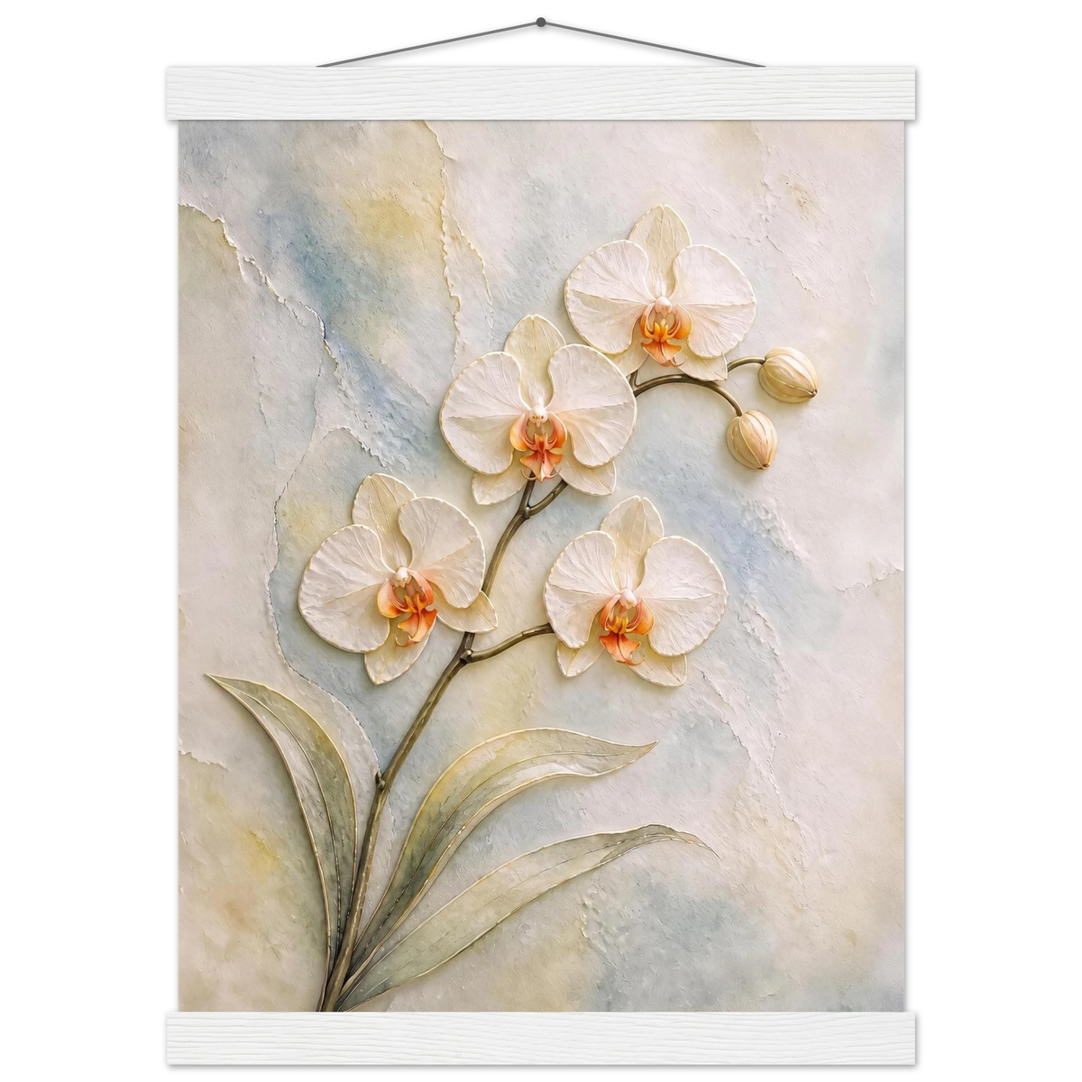 Porcelain Orchid: flowers and botanical. Fine art poster, alternate frame and size.