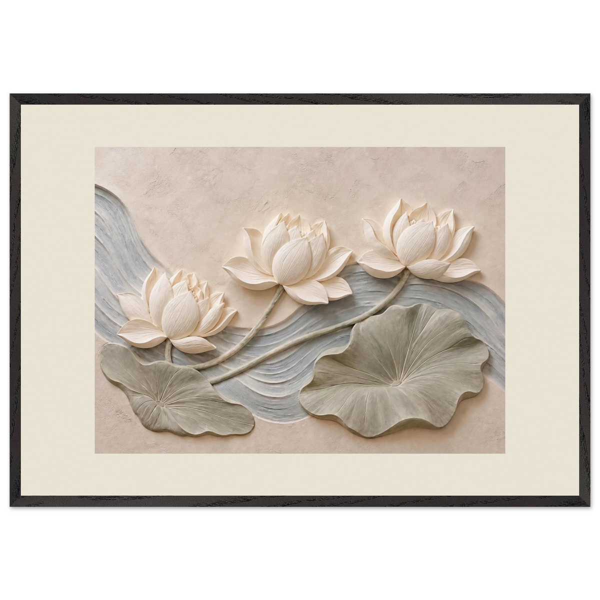 Lotus Current: flowers and botanical. Framed fine art print, alternate frame and size.