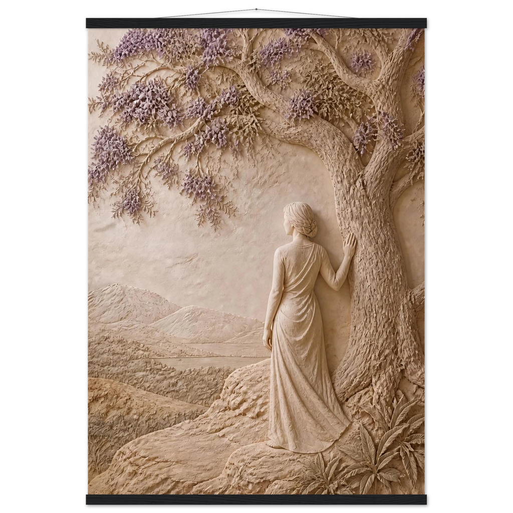 Old Friend: impasto, figure and companion tree. Museum-quality fine art poster.