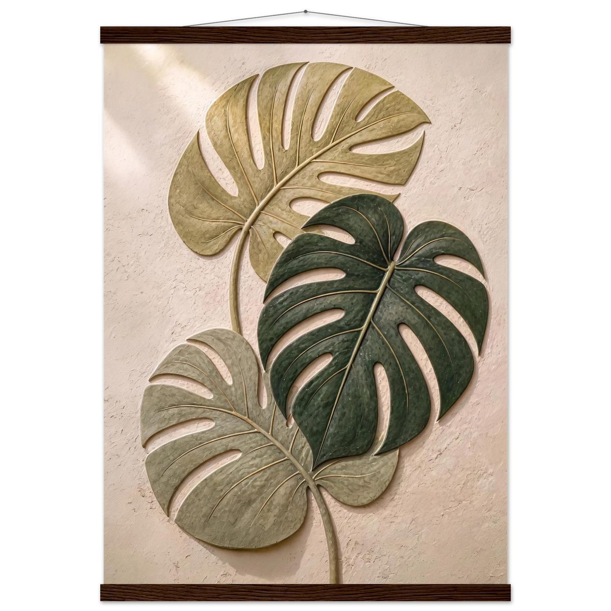 Stone Monstera: botanical and nature. Museum-quality fine art poster.