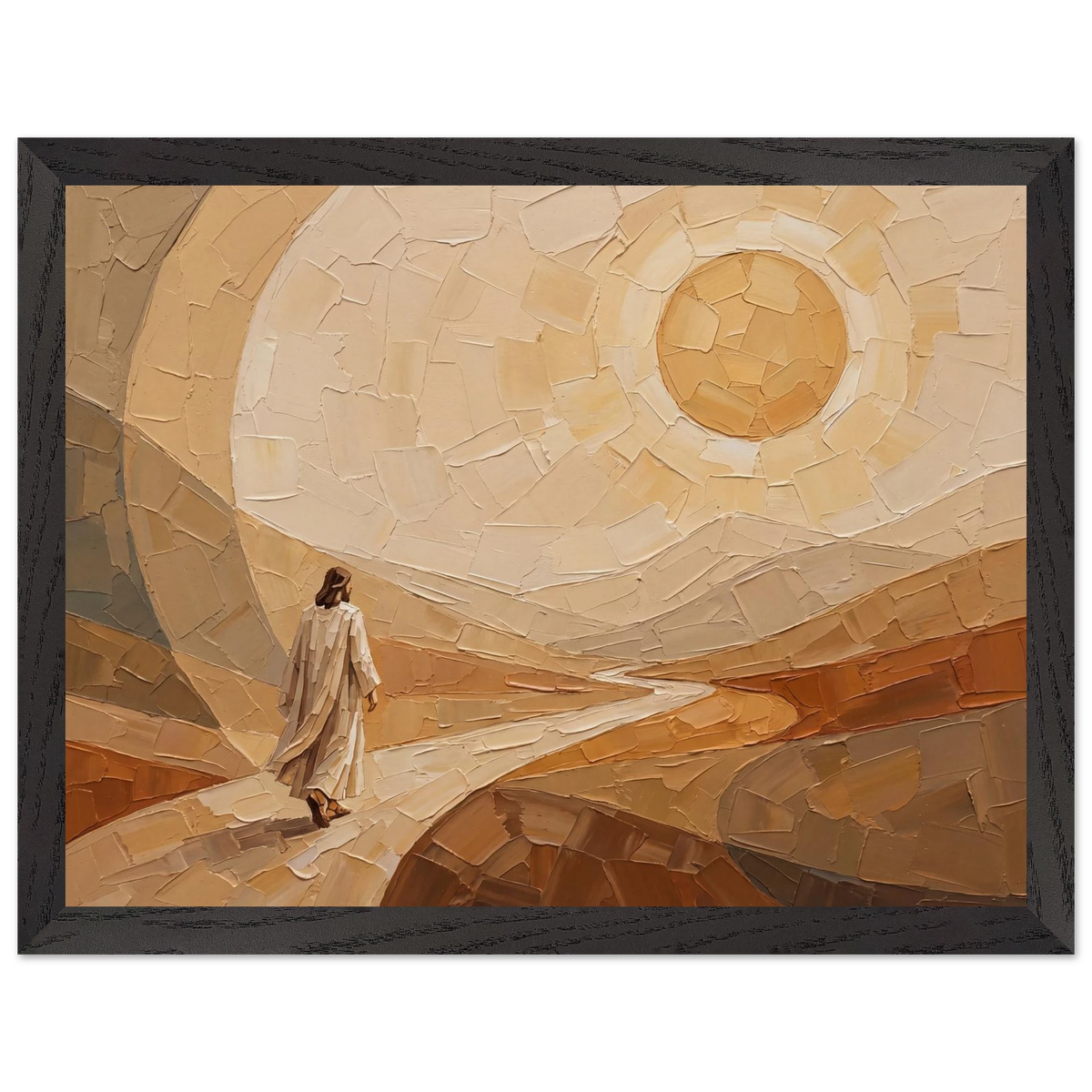 Lightfall: jesus, landscape and golden tones. Framed fine art print by The Light Stays.