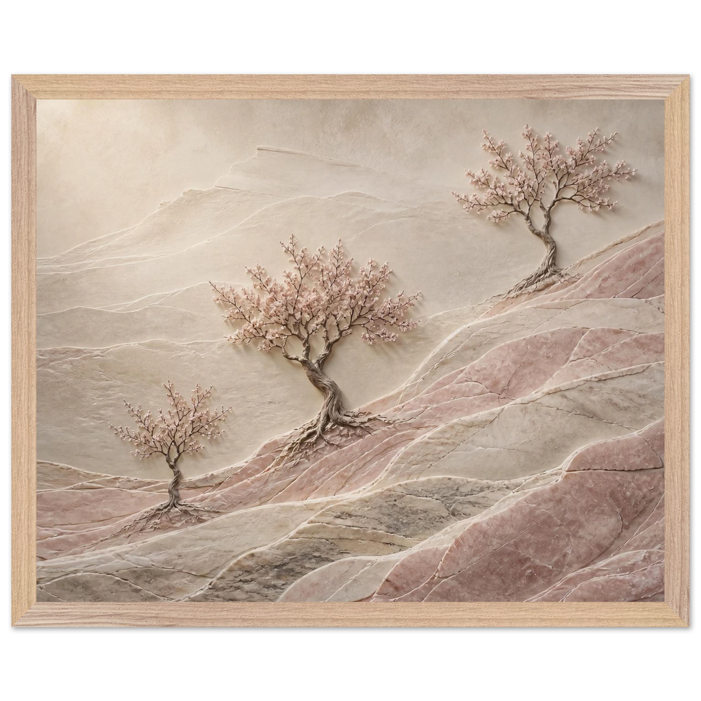 Blossom Terraces, flowers and botanical. Archival framed fine art print shown framed.