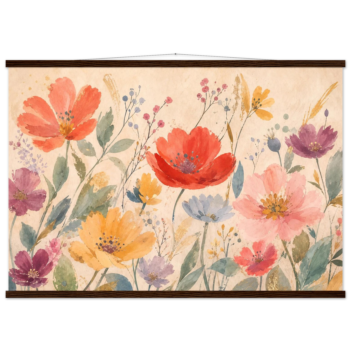 Floral Rhythm: flowers and botanical. Fine art poster, alternate frame and size.