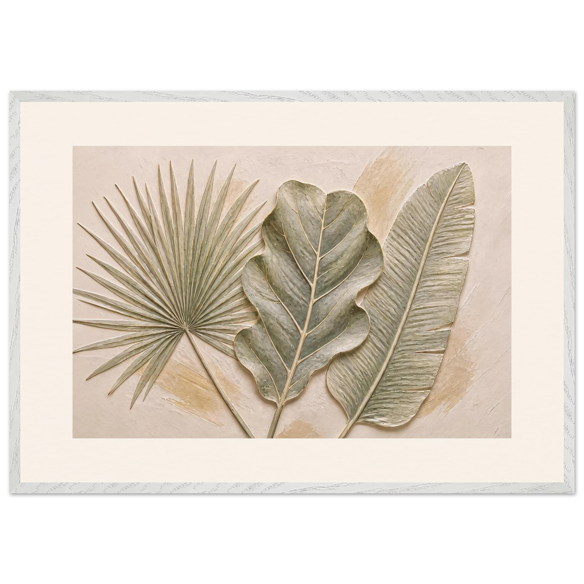 Three Leaves, botanical and nature. Archival framed fine art print shown framed.