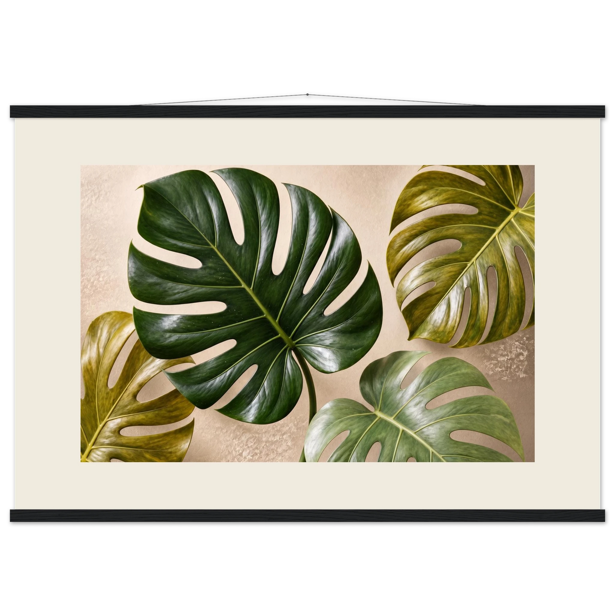 Four Greens: leaves, vivid green and impasto. Fine art poster by The Light Stays.