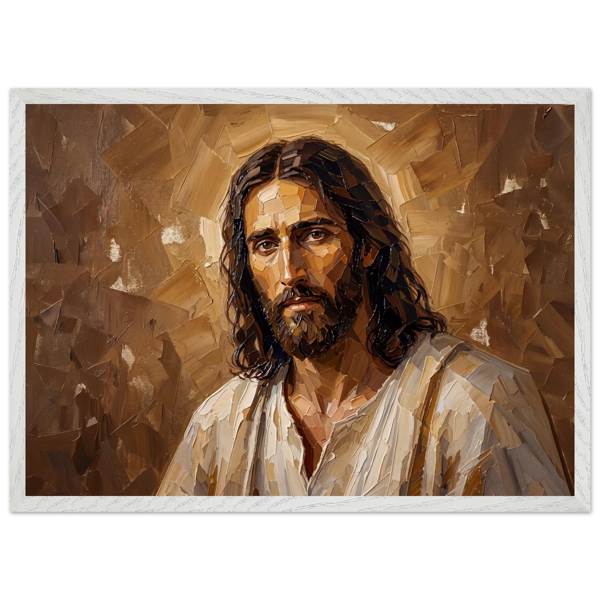 Kind Eyes: jesus, faith and serene gaze. Framed fine art print by The Light Stays.