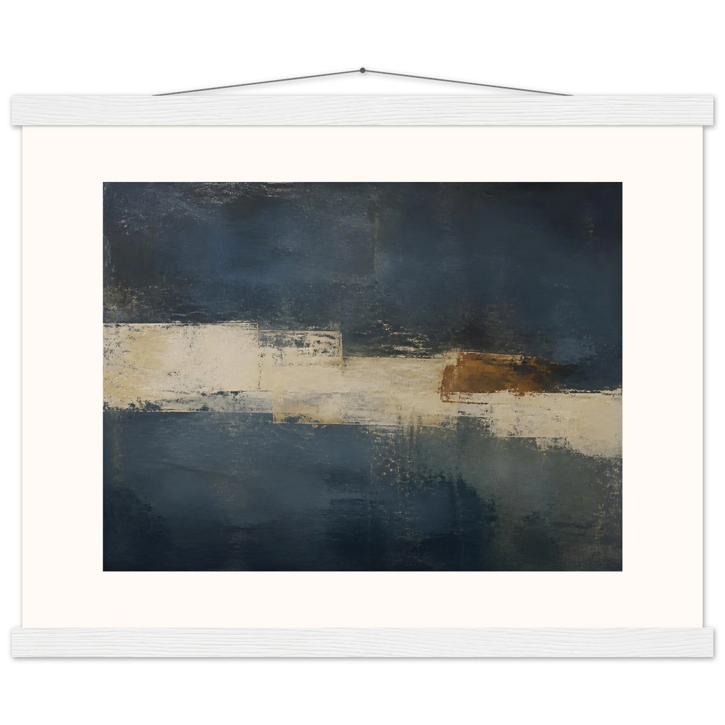 Ivory Crossing: abstract, ivory and serene lines. Fine art poster, alternate frame and size.