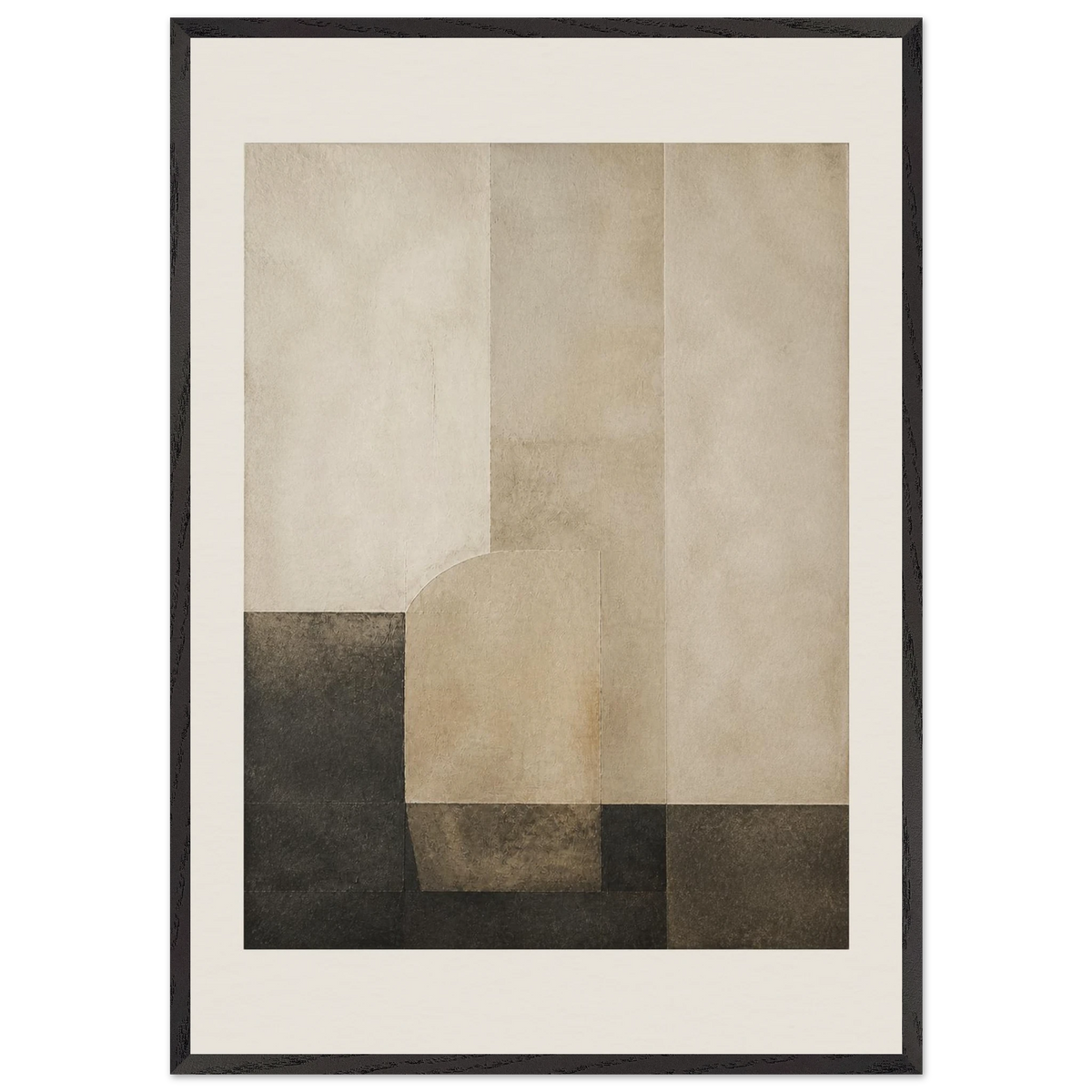 Limewash Triptych, Panel II of III: abstract, mineral texture and neutral tones. Framed fine art print by The Light Stays.
