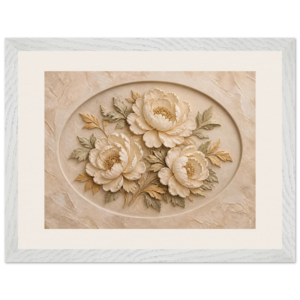 Peonies in Stone: flowers and botanical. Framed fine art print by The Light Stays.